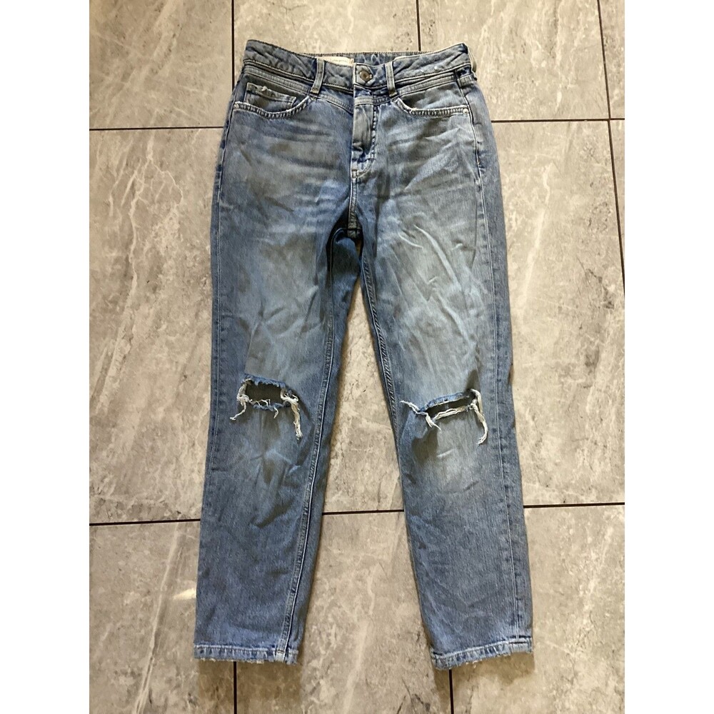 Pilcro And The Letterpress Jeans Womens 27 Blue High-Rise Slim Distressed Denim